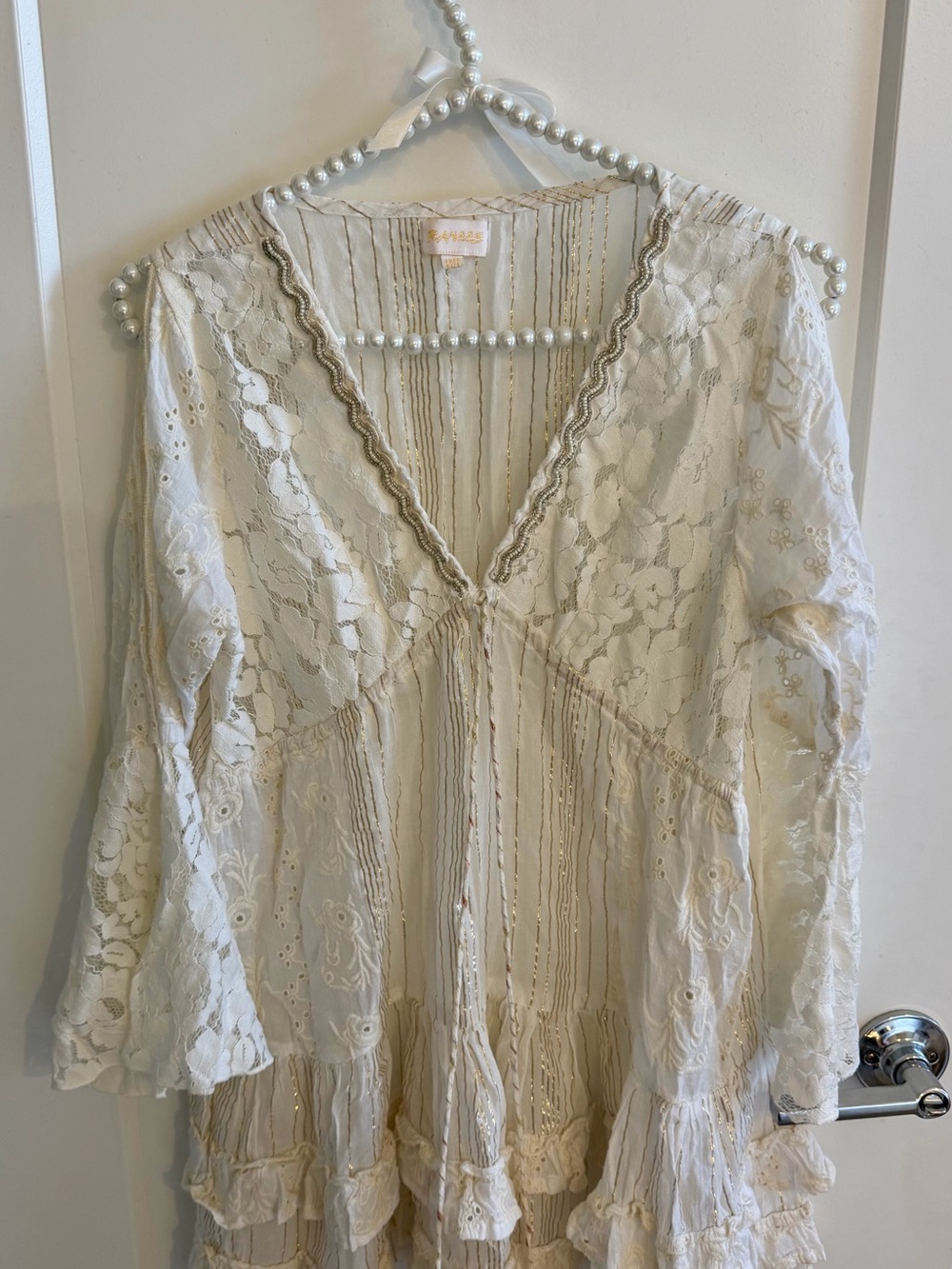 Ivory Lace V-Neck Swim Coverup Tunic